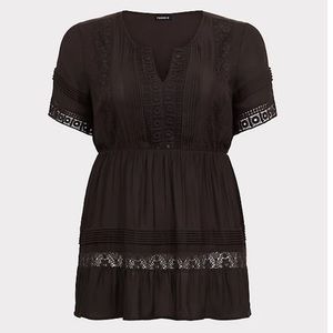 Torrid, Crepe Lace Peasant Plus size Tunic